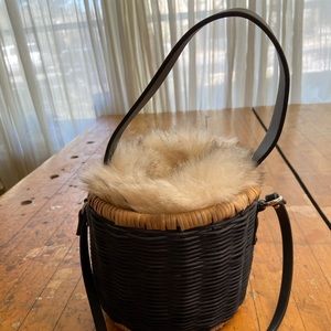 Zara basket purse with faux fur lining